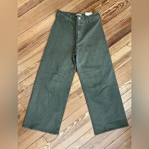 Olive Green Wide-Leg Pants